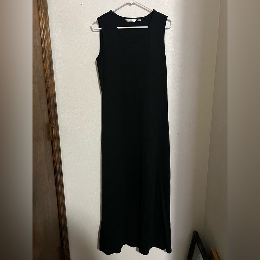 LIZ CLAIBORNE Classic Sleeveless Casual Maxi Dress Side Slit Black Women's Sz S